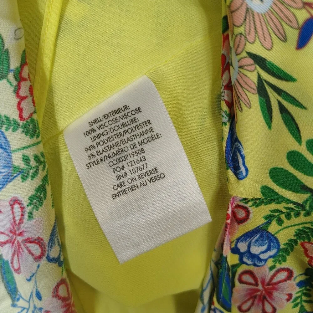 Alice + Olivia Maxi Dress Women 10 Yellow Multi Floral Side Slit Spaghetti Strap - Picture 6 of 14